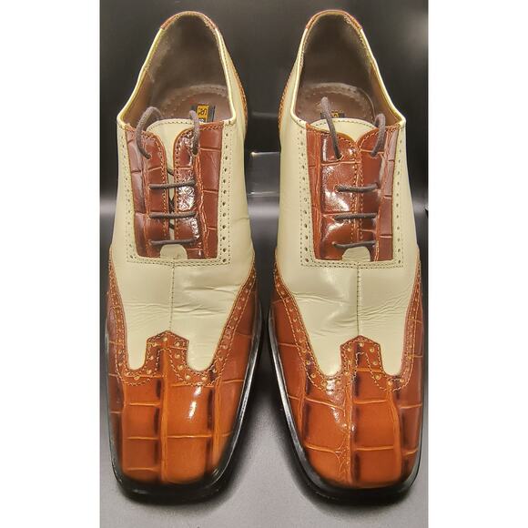 Stacy Adams Crocodile Embossed Two Tone Leather WingTip Dress Shoes - Size 8.5M main image 12